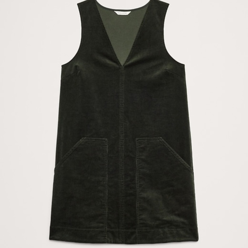 Elegant Dark Green Corduroy V Neck  Dress